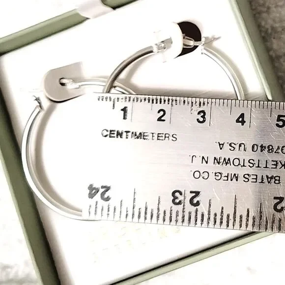 Argento Vivo Sterling Silver 35mm Hoop Earrings NEW In Gift Box Hoops - Picture 3 of 4